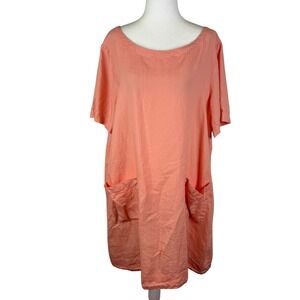 Eileen Fisher Organic Handkerchief Linen‎ Shift Dress Large Coastal Lagenlook